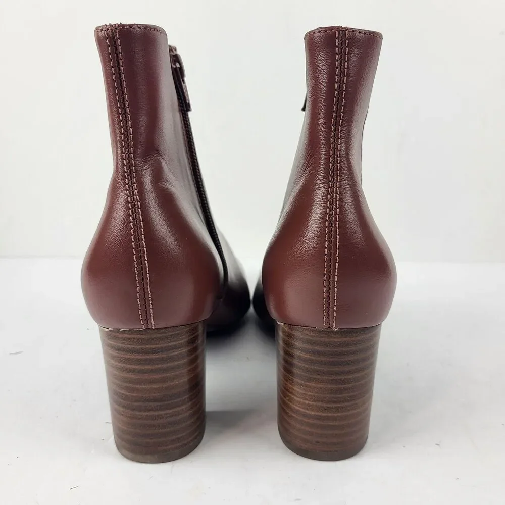 Marc Joseph New York Charles St Leather Ankle Bootie Reddish Brown Size 9